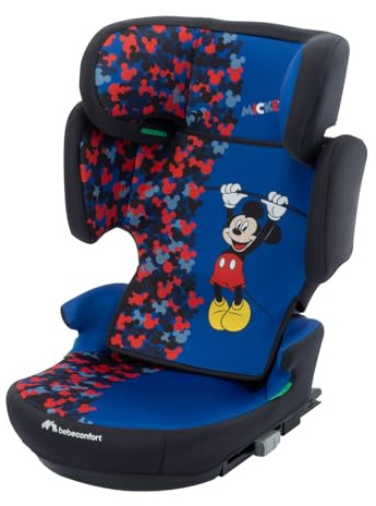 Bebeconfort Disney Hera i-Fix, Silla de Coche Elevador Respaldo, 3,5-12 años (100-150 cm), Silla Coche Mickey Mouse, Plegable, Ligera (4,4 kg), 14 Posiciones Reposacabezas, Fun Mickey
