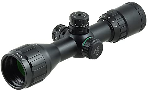 UTG Compact CQB Bug Buster AO RGB Scope With Med. Picatinny Rings, 2 Zoll Sunshade, Schwarz, SCP-M392AOLWG