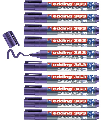 edding 363 Whiteboardmarker - violett - 10 Whiteboard Stifte - Keilspitze 1-5 mm - Boardmarker abwischbar - für Whiteboard, Flipchart, Magnettafel, Pinnwand, Memoboard - Sketchnotes