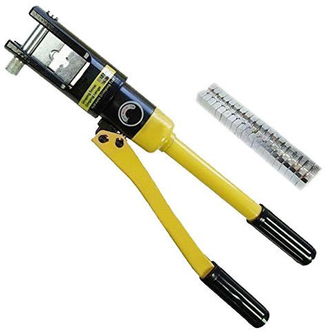 KATSU 14 Tons Hydraulic Crimping Tool 16-240mm² with 10 Steel Dies, Manual High Pressure Hydraulic Electric Cable Tool Kit for Copper and Aluminum Terminal Lugs Battery Wire Crimping 416373