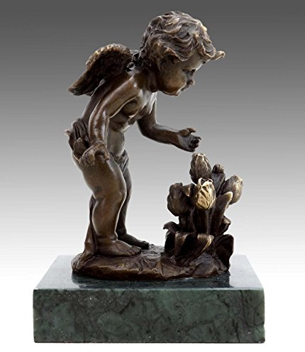 Kunst & Ambiente - Amor der Tulpenkönig - Gott der Liebe - Griechische Figur - Milo - Niedliche Engelstatue - Bronze Skulptur