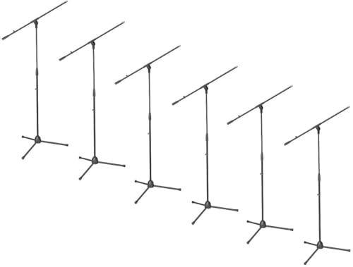 6 x ADAM HALL Eco Mikrofonständer Mikrofonstativ S5BE mit Galgen/Schwenkarm, Höhe 98 bis 162 cm, Schwarz