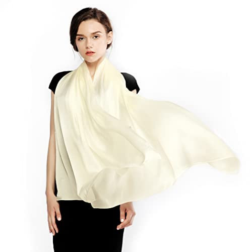 RIIQIICHY Stola Damen Festlich Fur Abendkleid Chiffon Elfenbein Schals Tücher Halstuch Sommer Schultertuch Stola Hochzeit