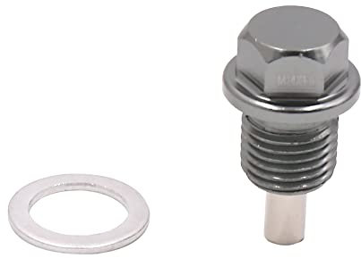 sourcing map Rosca M14 X 1.5mm Gris Tornillo Magnéctico para Drenaje de Carter de Aceite con Arandela para Motor de Coche