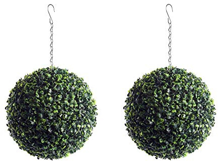 Floralcraft Pair of Artificial Boxwood Topiary Balls with Hanging Chains 23cm, 35cm or 55cm