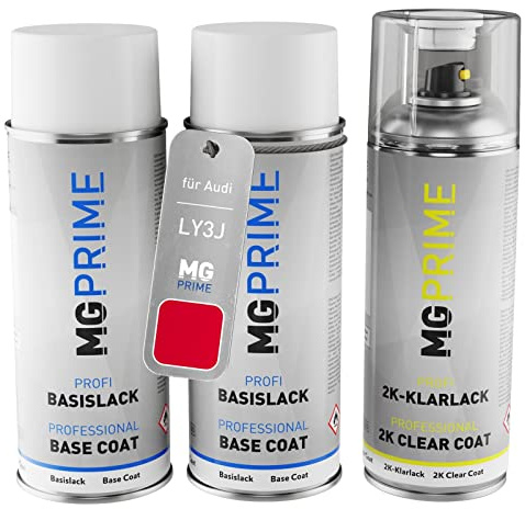 MG PRIME Billack sprayburkar för Audi LY3J / Y3J / C8 Brillantrot +2K