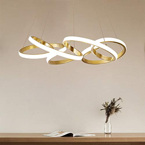 MyLjp LED Pendelleuchte Einfache Schlafzimmer deckenlampe Gold Hängeleuchte 65W Creative Metall und Acryl Pendellampe Wohnzimmer Küche Esstisch Kronleuchte Höhenverstellbar Hängelampe