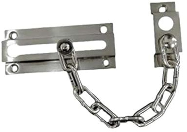 QCAA Solid Brass Chain Door Guard, with 9 Links Steel Chain, Satin Brushed Nickel, 1 Pack