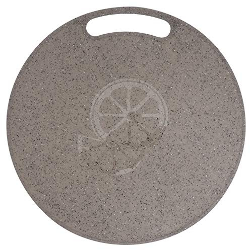 Cabilock Round 12 Inch Imitation Marble Cutting Board Non-Slip Plastic Chopping Board with Hanging Hole for Fruit Vegetable Bread Kitchen Use