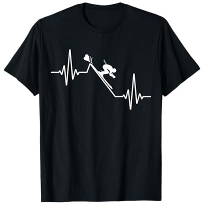 Herzschlag Skifahrer Berge EKG Skifahren Puls Wintersport T-Shirt