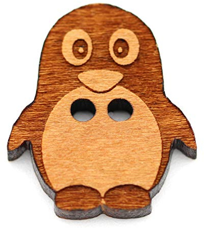 NaturSchatulle Holzknöpfe Motiv Pinguin | 5 Stück Kirsche 2 Loch Knöpfe Holz DIY Basteln Nähen Schmuckherstellung Annähen Kinderknöpfe