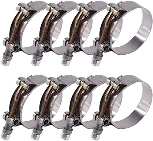 Glarks 8 Stück 57–65 mm Edelstahl T-Bolzen Schlauchschellen Turbo Ansaugschlauch Weichschlauch Ladeluftkühler Klemmen
