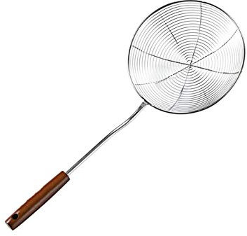 XXXXW Espumadera Colador Cuchara ranurada Colador de Acero Inoxidable sálido Skimmer Skimmer Skimmer Skimmer con Malla Espiral con Mango Resistente al Calor Coladores de Cocina (Size : Large)