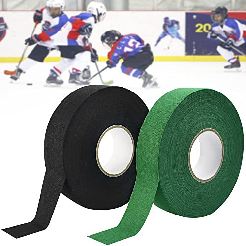DURANTEY Nastro Hockey Nastro Tessuto per Hockey Antiscivolo Nastro Impugnatura Hockey 2.5 CM*25 M per Presa da Badminton, Racchetta da Ping Pong, Tennis (Verde e Nero)