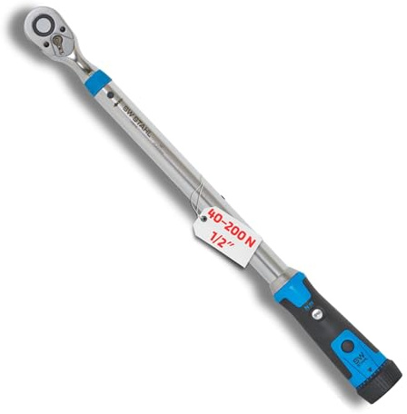 SW-Stahl 03874L Drehmomentschlüssel 1/2 Zoll, 40-200 Nm, Radschlüssel | PKW-Knarre mit 48 Zähnen für Reifenwechsel, Chrom-Vanadium Stahl, ±4% Genauigkeit, 520 mm Länge, umschaltbare Ratsche