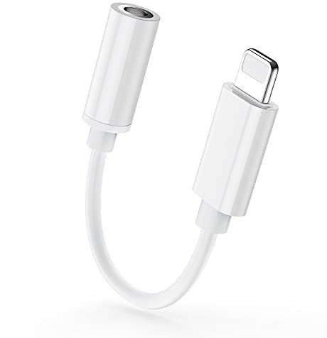 [Apple MFi Certified] iPhone 3.5mm Headphone Adapter, Lightning to 3.5 mm Headphone Jack Adapter Aux Audio Dongle Converter for iPhone 12/11/11 Pro/XR/X/XS/8/8Plus/7/7Plus Support All iOS (White)