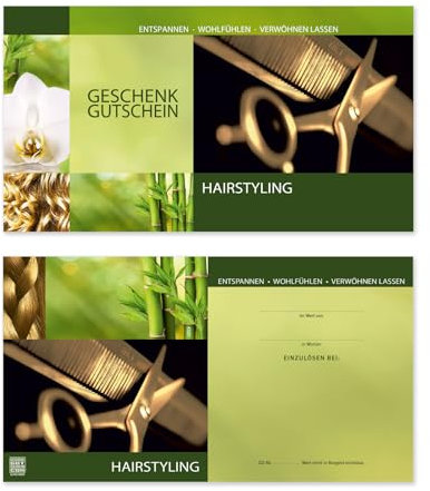 GESCHENKGUTSCHEINcom by POS-HAUER. 50 Gutscheine. Blanko zum Selberausfüllen. Für Friseure, hairstyling.