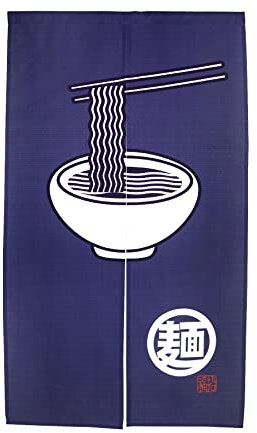 LIGICKY Noren Doorway Curtain Japanese Style Long Type Door Tapestry Window Treatment Panels for Privacy Protection Home Sushi Restaurant Kitchen Decoration 85 x 150 cm, Navy Blue (Noodle)