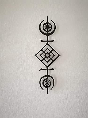 kh Teile Wanddeko Sigil of the Cosmos 50cm Nordisch Holz Wandbild Skandinavis Keltisch Deko Dekoration Wand Tür Türdeko Fensterdeko Holzdeko Geschenk Runen Schwarz
