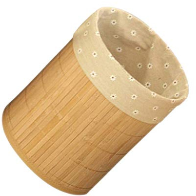 Corbeille à papier ronde en bambou pour bureau, maison, salle de bain, chambre à coucher - Fleur