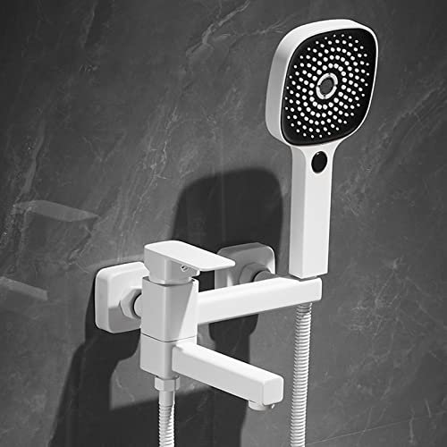 Wanne Armatur Mischbatterie Badewanne Weiss Badewanne Mischbatterie Mit Brause Multifunktion 90° Drehbaren Auslauf Badarmatur Badewanne Mit Dusche,A