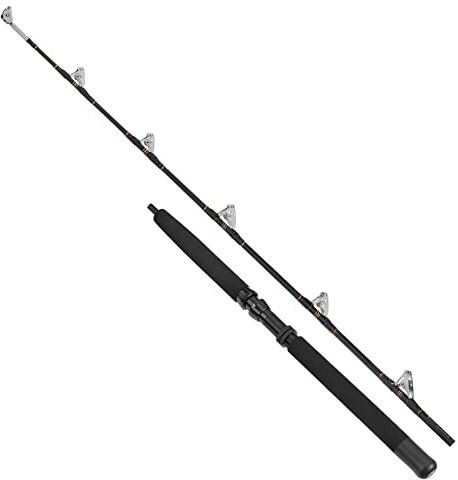 Fladen 6ft / 1.85m Fishing Rod Euro Gold Trolling Offshore Deep Sea (2 Section Blank) Boat Rod Black/Gold Three Weights 30-50lbs 50-80lbs 80-130lbs (30 to 50lb class)