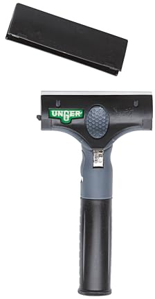 Unger Commercial ErgoTec® Ninja Grattoir à Verre avec Lame et Capuchon de sécurité Angle réglable pour Un Nettoyage Efficace des vitres EN100