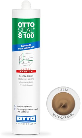 OTTOSEAL S 100 Premium-Sanitär-Silikon 300ml C8686 matt caramel – Sicher gegen Schimmel & Ideal für Bad, Küche & Wohnbereich – Hervorragend Glätt- & Modellierbar