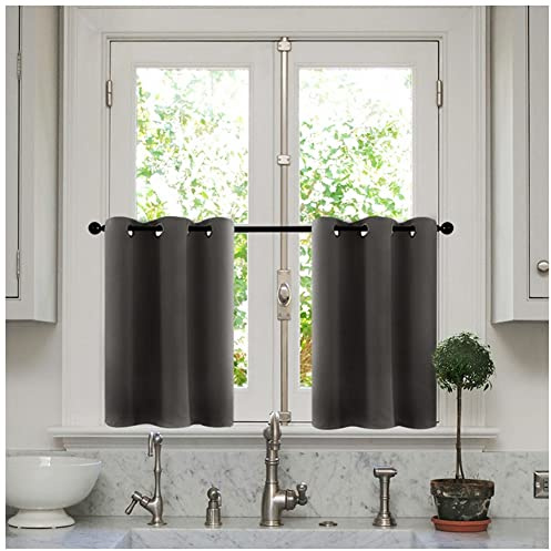 Vorhang Blickdicht Gardinen Thermovorhang mit Ösen Verdunklungsvorhang Ösenschal Vorhänge Gardine Schals Scheibengardine Fensterschal für Küche Büros Wohnzimmer Schlafzimmer Grau2 86x60cm(1 Stück)