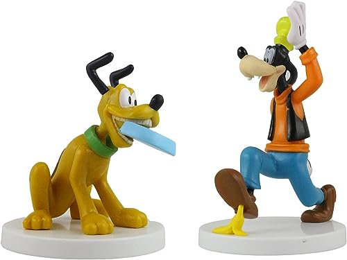 Toptoys2u Bargain Bundles Mickey Mouse and Friends 3D Figures - Highly Detailed Collectible Miniature Figures Perfect for Cake Toppers - 2 5cm Pluto & 3 8cm Goofy - Twin Pack