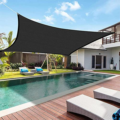 Sun Shade Canopy,Outdoor Sunshade Swimming Pool Sun Awning - 95% U-V Protection - Rectangle Shade Sai-l U-V Block for Patio Garden Outdoor Facility（with an 8-Meter Long Rope） (Black 2m * 4m)