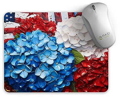 MAXIKIWI - Mouse Pad, Anti-Slip Rubber Base, Ultra Smooth, Durable Material, Modern Design, Vivid Colors, Waterproof - 3D Blue hydrangeas flower - 22x18CM