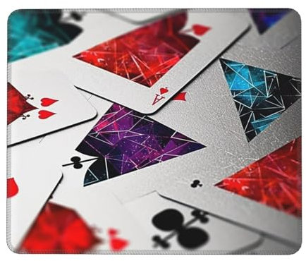 Polygonales Mauspad mit Spielkarten-Druck, quadratisches Mauspad mit rutschfester Gummiunterseite, Gaming-Mauspad, wasserdicht, lustiges Mauspad, waschbar, Computer-Mauspads für Laptop, Büro, Zuhause,