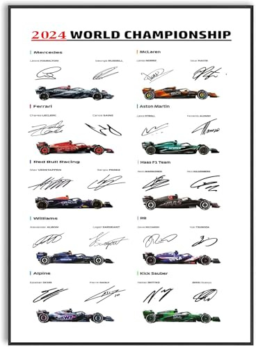 2024 Formel 1 Teams and Drivers signiertes Autogramm-Poster für F1 Racing Fans A4 Plakate Poster
