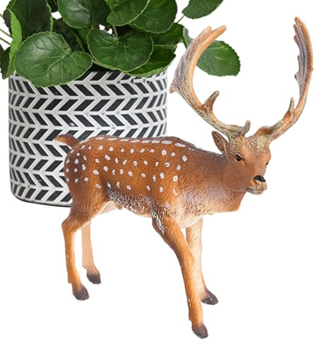 Qikam Hirschmodell, Realistisches Wald-Wildtierspielzeug, Kognitives Spielzeug für Kinder, Weihnachtsparty-Szenendekoration, Kuchendekoration, Waldtierspielzeug für Kinder, Jungen, Mädchen
