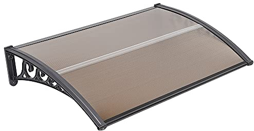 OHMG Auvents de Porte et de fenêtre,Porte d'entrée,Patio extérieur,Auvents UV,Panneaux Creux de Protection UV pour Porte de Patio,Marquise en Polycarbonate (D-100 * 150cm)