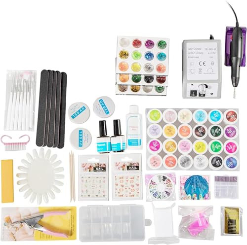Juego completo de uñas de gel UV, juego de principiantes, fresadora de uñas con fresa para manicura