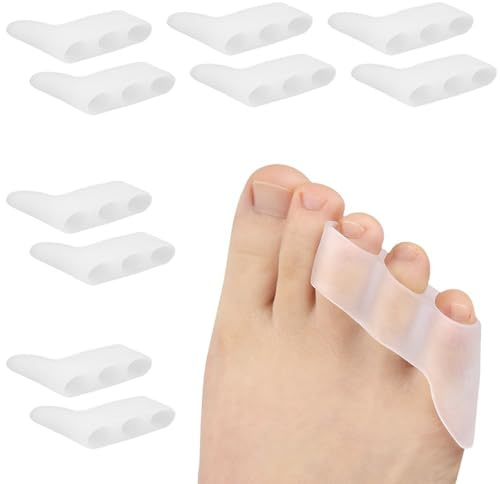 DOETYD 10PCS Pinky Toe Separator Overlapping Toe Spacers and Corrector for Bunions Overlapping Toes Curled Pinky Toes Stretching and Pain Relief from Transparent and Soft Silicone