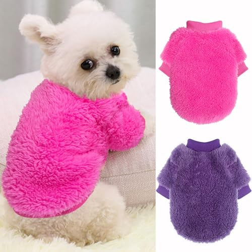 2 Pack Dog Sweaters for Small Dogs, Warm Puppy Clothes Winter, Fleece Pet Sweater for Doggie Boy Girl, Cat, Kitten Chihuahua Bulldog Pug Beagles, XS