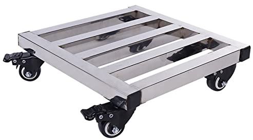 Aioneer Sottovasi per Piante, Portavasi per Fiori, Supporto per Vasi di Fiori, Vassoio in Acciaio Inox con Ruote, Carrello per Piante per Piante da Giardino Interne Ed Esterne/ASier-50Cm