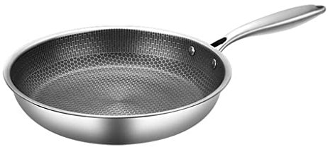 QTYQWC Wok in Acciaio Inossidabile Wok Spesso a Nido d'Ape Fatti a Mano Padella Antiaderente Non arrugginitura/Padella di pentola a induzione (Colore: d, Dimensione: 30 cm)