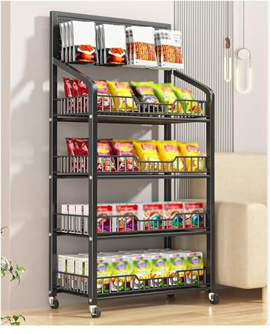 Gemüseregal Kommerzieller Supermarkt-Obst- und Gemüseregal-Organizer Supermarkt-Gemüseregale, Snack-Regal-Organizer Heim-Gemüse-Draht-Lagerwagen, Supermarkt-/Apotheken-Obst- und Gemüse-Displ