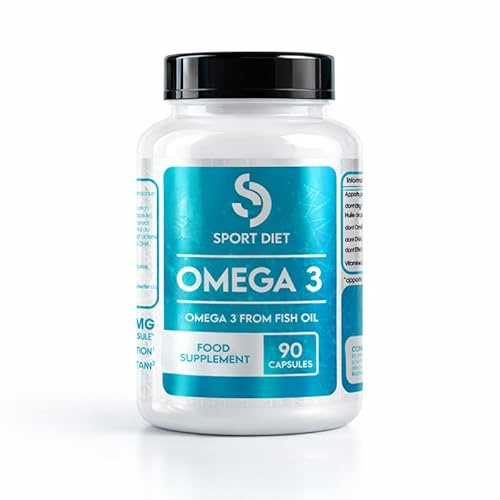 OMÉGA 3 – Acides Gras Essentiels – 540 mg d’EPA, 360 mg de DHA – Soutien Cardio, Cérébral, Visuel – Protection Cellulaire – Vitamine E Antioxydante – 90 Capsules - SportDiet