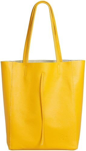 Caspar Großer Damen Leder Shopper Schultertasche mit Sicherheitsfach - CLASSIC LINE - Modell No.780 - Made in Italy