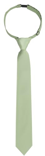 ZEHUR Boys Tie Pre-Tied Kids Necktie for Age 8-12 Adjustable Woven Formal Kid School Sage Green Tie Wedding Graduation
