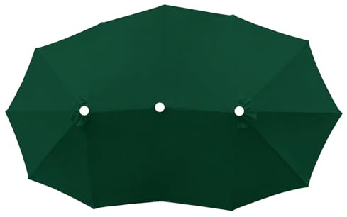 Jardin Sombrilla Reemplazar La Tapa, Grandes Y Resistente, Lona De Recambio Para Sombrilla Tela De Repuesto Para Paraguas De 465x265cm 12Varillas Exterior Toldo Doble FácilDe Instalar(Dark-green)