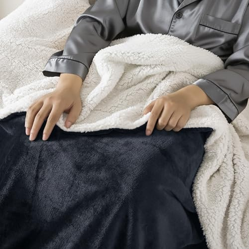 R.SHARE Kuscheldecke Flauschig Sherpa Decke Sofadecke Fleecedecke Sofaüberwurf Couchdecke Wohndecke Überwurfdecke Warm Winter Weich Für Bett Sofa,220 x 240 cm,Anthrazit