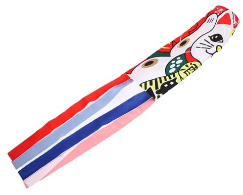 Sewroro Windsackfahne Katze 70cm Wetterfeste Windrichtungsfahne zum Aufhängen Leichte Gartendekoration für Japanische Restaurants und Feste