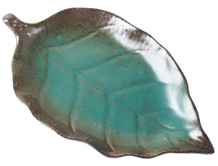LCSVCCXA Porte-bagues Feuille D'Érable Plateau Bijoux Coupelle Clés Céramique Rangement Boucles d'oreilles Assiette Porcelaine Adapté à La Décoration Ma, Bleu
