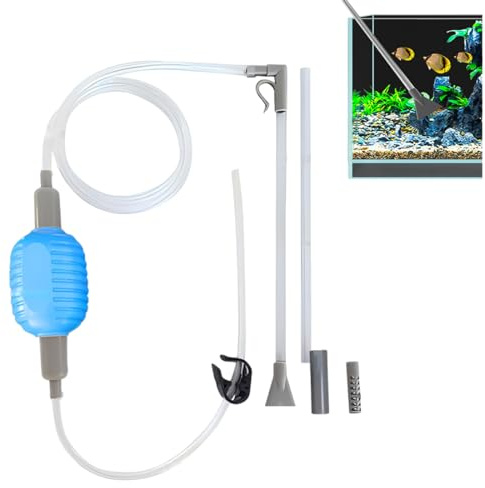PBAHAUP Sifón Limpiador para Acuario, Aquarium Reiniger Manual para Cambios de Agua Rápidos y Limpieza de Grava, Fondo y Sustrato en Peceras, Azul